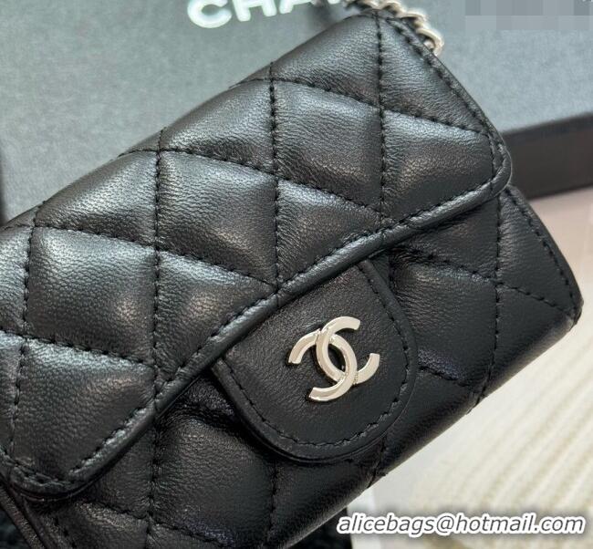 New Stylish Chanel Lambskin Clutch with Chain Mini Bag 0617 Black 2024