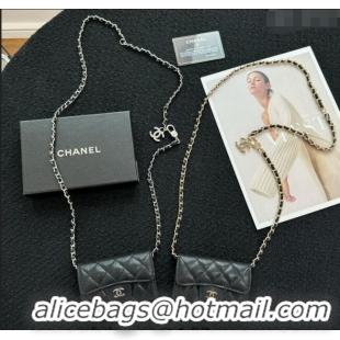 Low Cost Chanel Grained Calfskin Clutch with Chain Mini Bag 0617 Black 2024