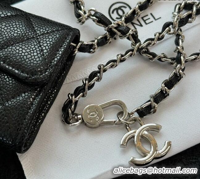 Low Cost Chanel Grained Calfskin Clutch with Chain Mini Bag 0617 Black 2024