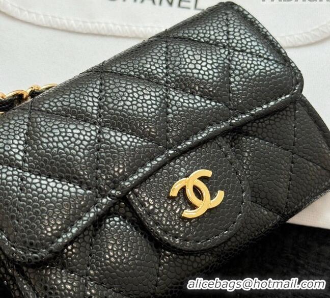 Low Cost Chanel Grained Calfskin Clutch with Chain Mini Bag 0617 Black 2024