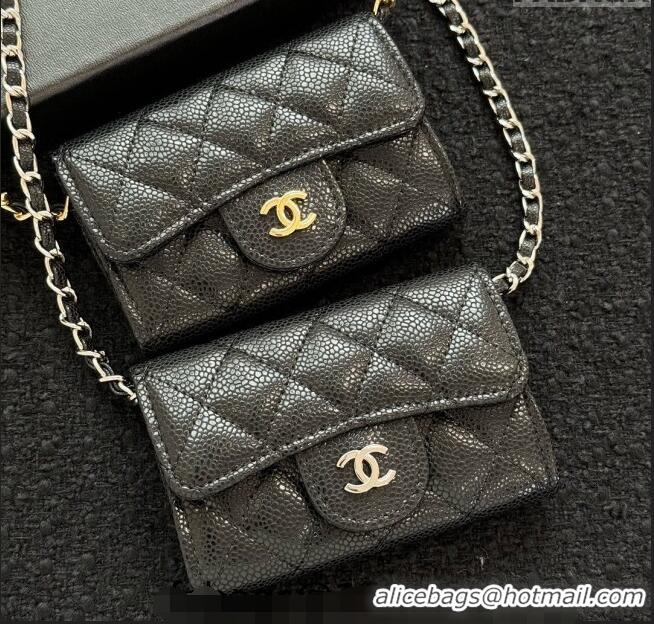 Low Cost Chanel Grained Calfskin Clutch with Chain Mini Bag 0617 Black 2024