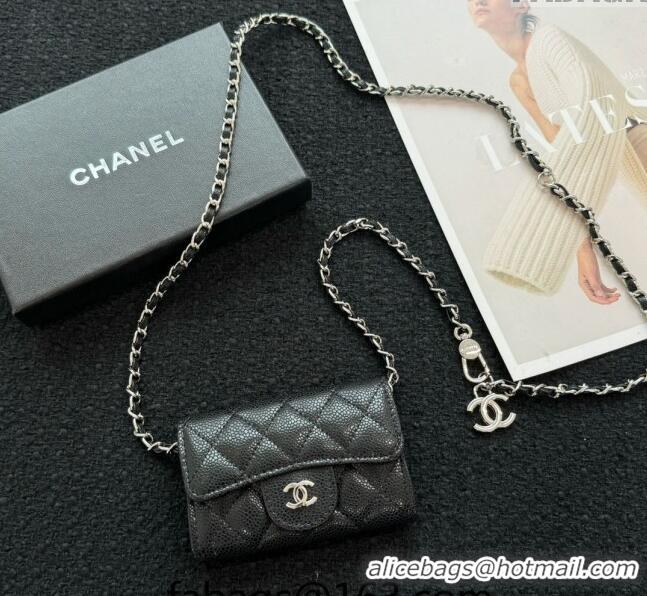 Low Cost Chanel Grained Calfskin Clutch with Chain Mini Bag 0617 Black 2024