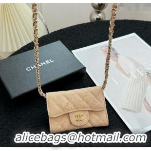 Buy Discount Chanel Grained Calfskin Clutch with Chain Mini Bag 0617 Beige 2024