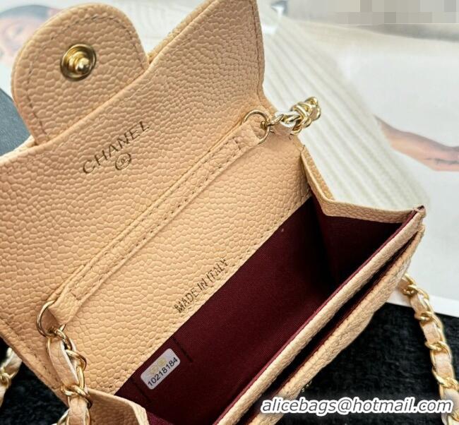 Buy Discount Chanel Grained Calfskin Clutch with Chain Mini Bag 0617 Beige 2024