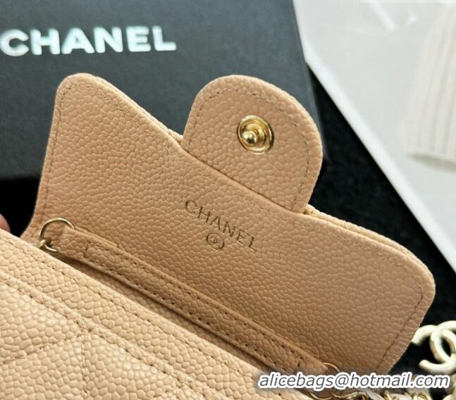 Buy Discount Chanel Grained Calfskin Clutch with Chain Mini Bag 0617 Beige 2024