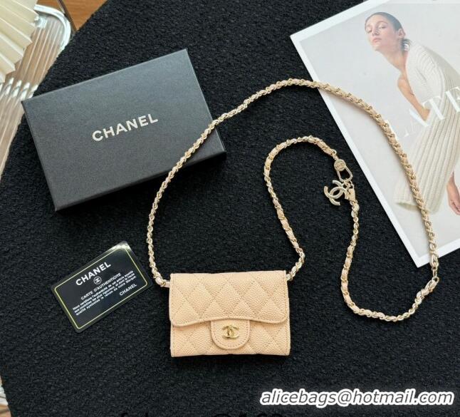 Buy Discount Chanel Grained Calfskin Clutch with Chain Mini Bag 0617 Beige 2024