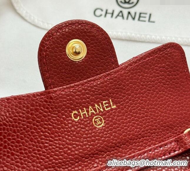 Market Sells Chanel Grained Calfskin Clutch with Chain Mini Bag 0617 Red 2024