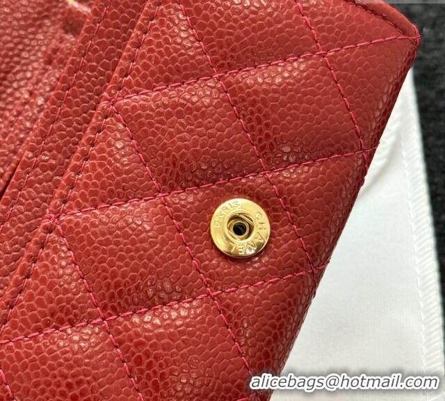 Market Sells Chanel Grained Calfskin Clutch with Chain Mini Bag 0617 Red 2024