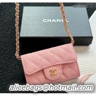 Buy Cheap Chanel Grained Calfskin Clutch with Chain Mini Bag 0617 Light Pink 2024