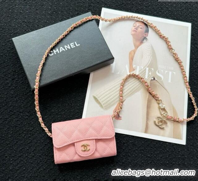 Buy Cheap Chanel Grained Calfskin Clutch with Chain Mini Bag 0617 Light Pink 2024