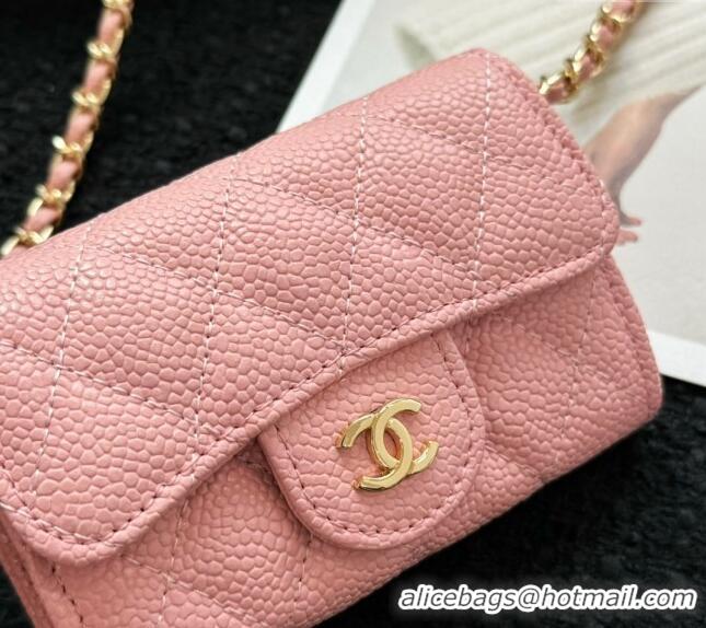 Buy Cheap Chanel Grained Calfskin Clutch with Chain Mini Bag 0617 Light Pink 2024