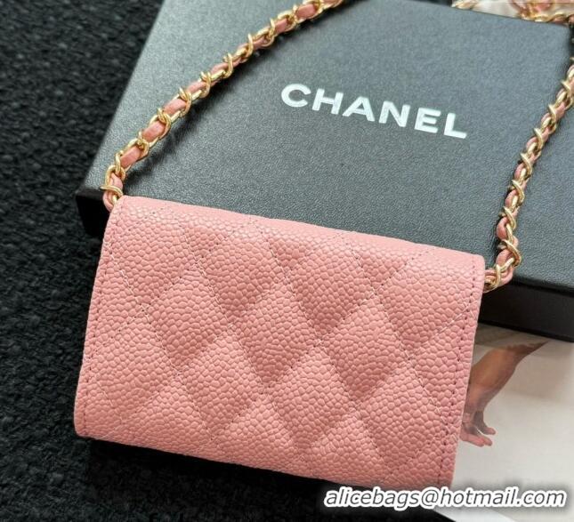 Buy Cheap Chanel Grained Calfskin Clutch with Chain Mini Bag 0617 Light Pink 2024