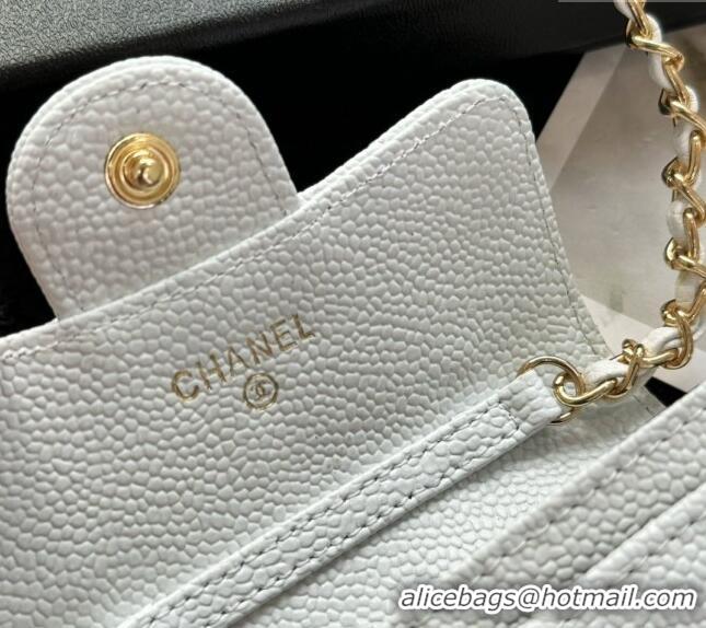 Top Quality Chanel Grained Calfskin Clutch with Chain Mini Bag 0617 White 2024