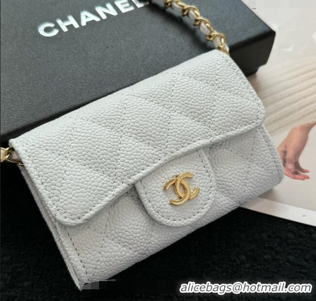 Top Quality Chanel Grained Calfskin Clutch with Chain Mini Bag 0617 White 2024