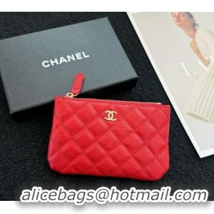 Inexpensive Chanel Grained Calfskin Classic Zipped Case Pouch A0617 Red 2024