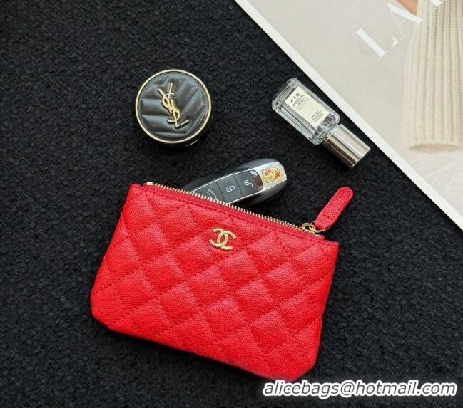 Inexpensive Chanel Grained Calfskin Classic Zipped Case Pouch A0617 Red 2024