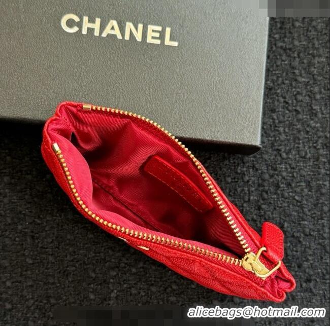 Inexpensive Chanel Grained Calfskin Classic Zipped Case Pouch A0617 Red 2024