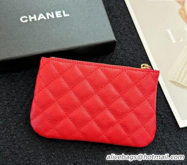 Inexpensive Chanel Grained Calfskin Classic Zipped Case Pouch A0617 Red 2024