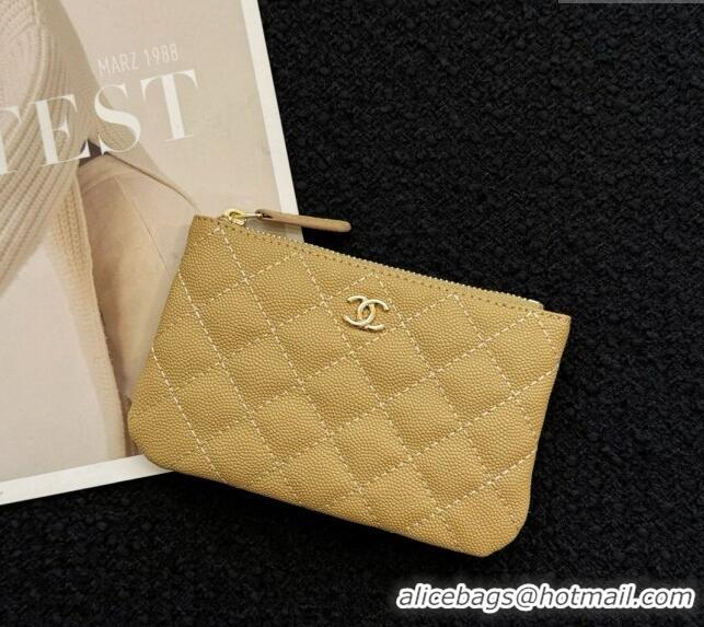 Market Sells Chanel Grained Calfskin Classic Zipped Case Pouch A0617 Apricot 2024