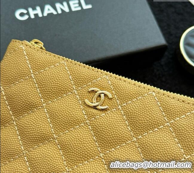 Market Sells Chanel Grained Calfskin Classic Zipped Case Pouch A0617 Apricot 2024