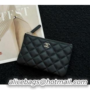 Classic Specials Chanel Lambskin Classic Zipped Case Pouch A0617 Black/Silver 2024