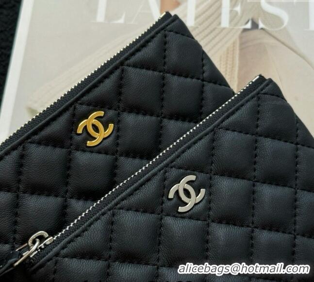 Classic Specials Chanel Lambskin Classic Zipped Case Pouch A0617 Black/Silver 2024