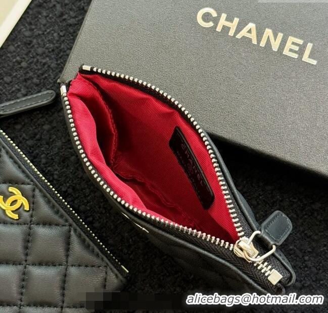 Classic Specials Chanel Lambskin Classic Zipped Case Pouch A0617 Black/Silver 2024