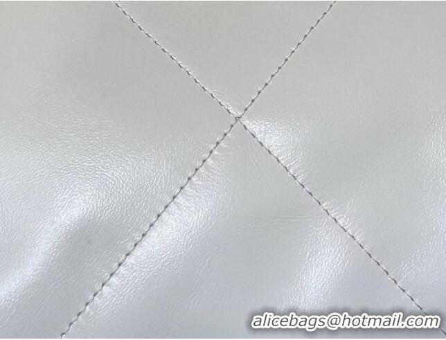 Famous Brand Chanel Shiny Calfskin 22 East West Shopping Bag AS4486 White/Gold 2024 Top Quality