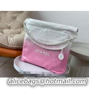 Promotional Chanel 22 Patent Gradient Calfskin & Lacquered Metal Small Shopping Bag AS3260 Pink/White 2024