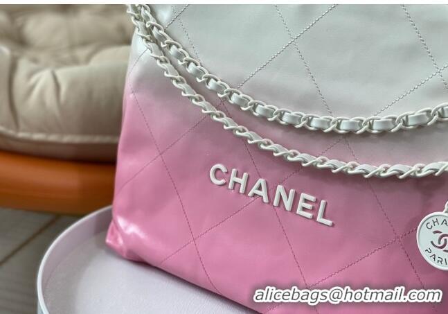 Promotional Chanel 22 Patent Gradient Calfskin & Lacquered Metal Small Shopping Bag AS3260 Pink/White 2024