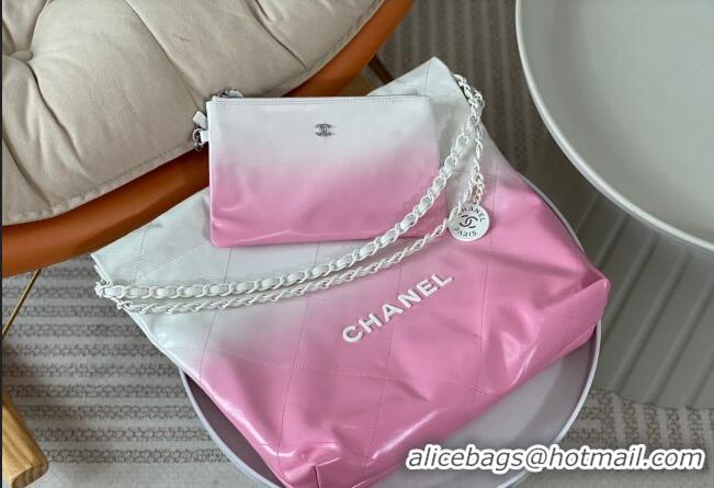 Promotional Chanel 22 Patent Gradient Calfskin & Lacquered Metal Small Shopping Bag AS3260 Pink/White 2024