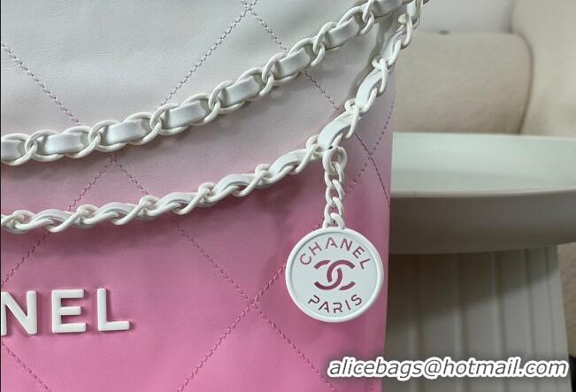 Promotional Chanel 22 Patent Gradient Calfskin & Lacquered Metal Small Shopping Bag AS3260 Pink/White 2024