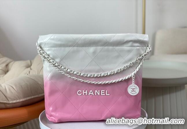 Promotional Chanel 22 Patent Gradient Calfskin & Lacquered Metal Small Shopping Bag AS3260 Pink/White 2024