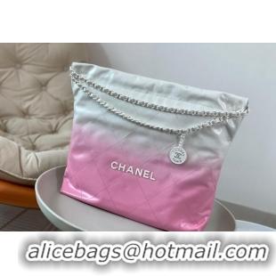 Super Quality Chanel 22 Patent Gradient Calfskin & Lacquered Metal Shopping Bag AS3261 Pink/White 2024