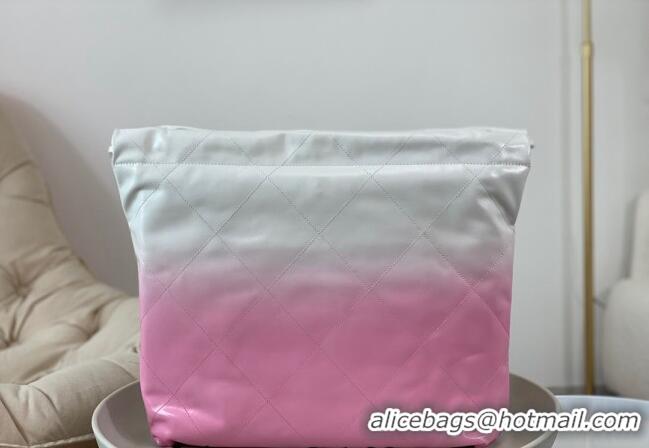 Super Quality Chanel 22 Patent Gradient Calfskin & Lacquered Metal Shopping Bag AS3261 Pink/White 2024