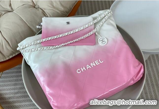 Super Quality Chanel 22 Patent Gradient Calfskin & Lacquered Metal Shopping Bag AS3261 Pink/White 2024