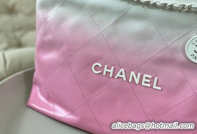 Super Quality Chanel 22 Patent Gradient Calfskin & Lacquered Metal Shopping Bag AS3261 Pink/White 2024