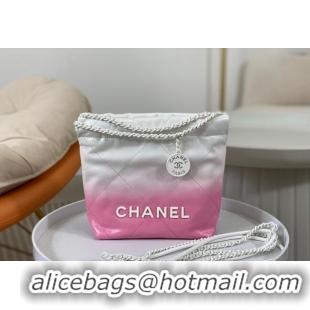 Grade Design Chanel 22 Patent Gradient Calfskin & Lacquered Metal Mini Shopping Bag AS3980 White/Pink 2024