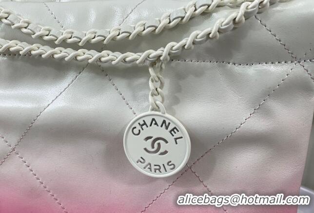 Grade Design Chanel 22 Patent Gradient Calfskin & Lacquered Metal Mini Shopping Bag AS3980 White/Pink 2024