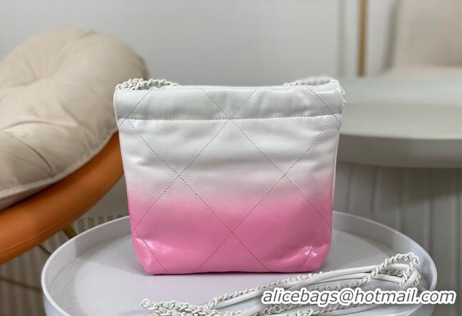 Grade Design Chanel 22 Patent Gradient Calfskin & Lacquered Metal Mini Shopping Bag AS3980 White/Pink 2024