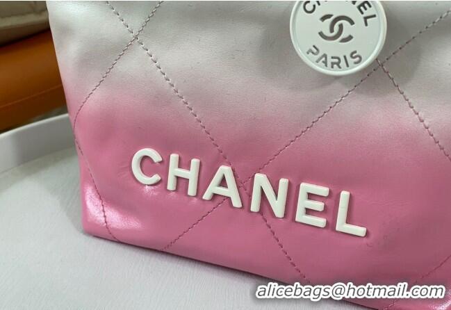 Grade Design Chanel 22 Patent Gradient Calfskin & Lacquered Metal Mini Shopping Bag AS3980 White/Pink 2024