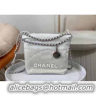 New Fashion Chanel 22 Patent Gradient Calfskin & Lacquered Metal Mini Shopping Bag AS3980 White/Grey 2024