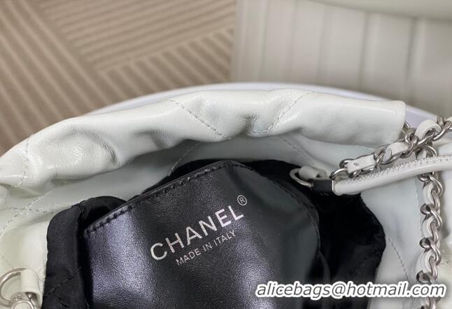 New Fashion Chanel 22 Patent Gradient Calfskin & Lacquered Metal Mini Shopping Bag AS3980 White/Grey 2024