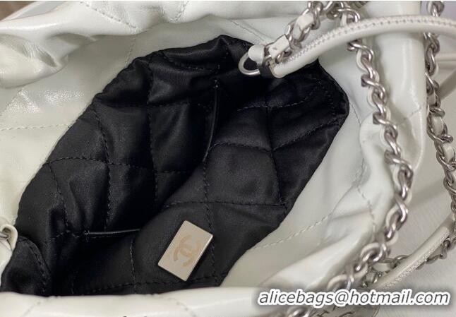 New Fashion Chanel 22 Patent Gradient Calfskin & Lacquered Metal Mini Shopping Bag AS3980 White/Grey 2024