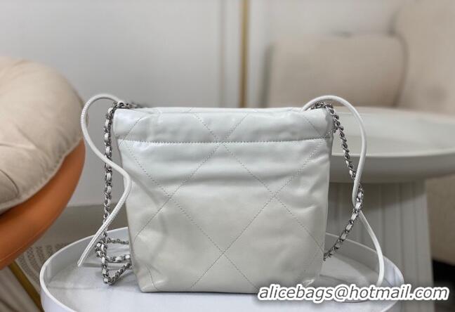 New Fashion Chanel 22 Patent Gradient Calfskin & Lacquered Metal Mini Shopping Bag AS3980 White/Grey 2024