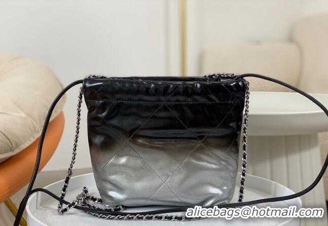 Famous Brand Chanel 22 Patent Gradient Calfskin & Lacquered Metal Mini Shopping Bag AS3980 Black/Silver 2024