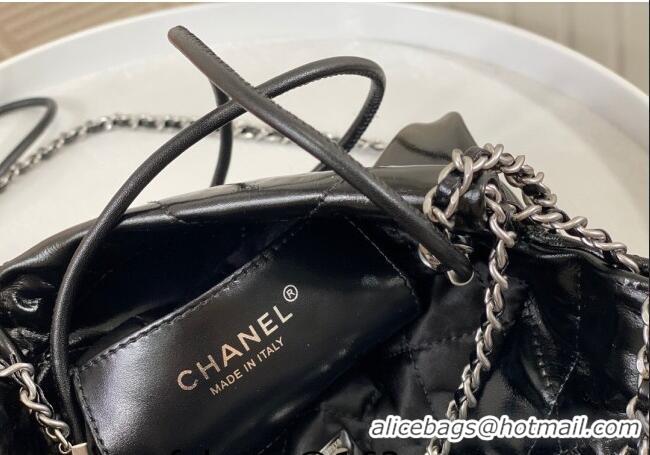 Famous Brand Chanel 22 Patent Gradient Calfskin & Lacquered Metal Mini Shopping Bag AS3980 Black/Silver 2024