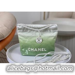 Promotional Chanel 22 Patent Gradient Calfskin & Lacquered Metal Mini Shopping Bag AS3980 White/Green 2024