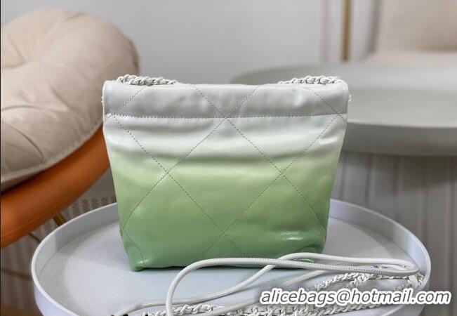 Promotional Chanel 22 Patent Gradient Calfskin & Lacquered Metal Mini Shopping Bag AS3980 White/Green 2024