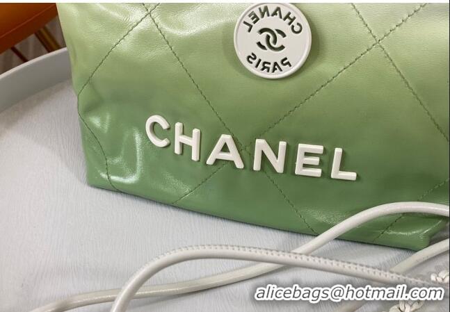 Promotional Chanel 22 Patent Gradient Calfskin & Lacquered Metal Mini Shopping Bag AS3980 White/Green 2024